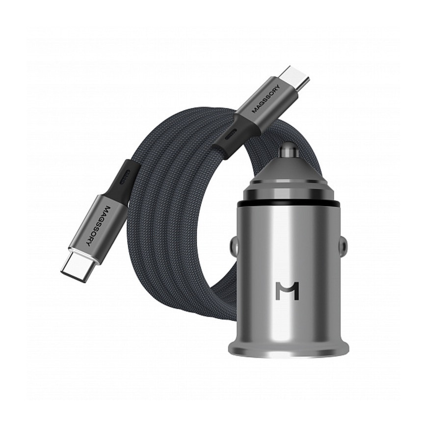 Автомобильное зарядное устройство Magssory Fuel мощностью 45 Вт (2 USB-C) и магнитный кабель USB-C с оплёткой (1,2 м)