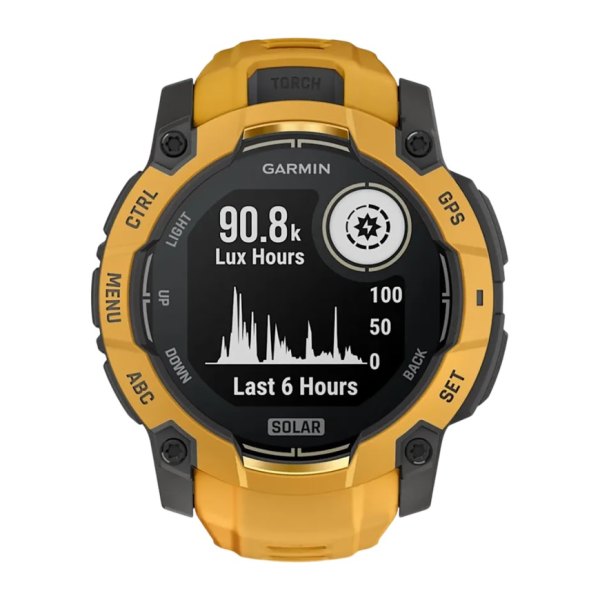 Спортивные часы Garmin Instinct 3, 50 мм, Solar, силиконовый ремешок цвета «солнечный луч/серый»